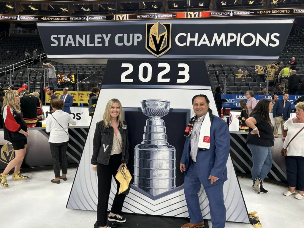 Mike and Kim Rosati celebrating Stanley Cup win